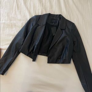 Cropped Faux Leather Jacket
